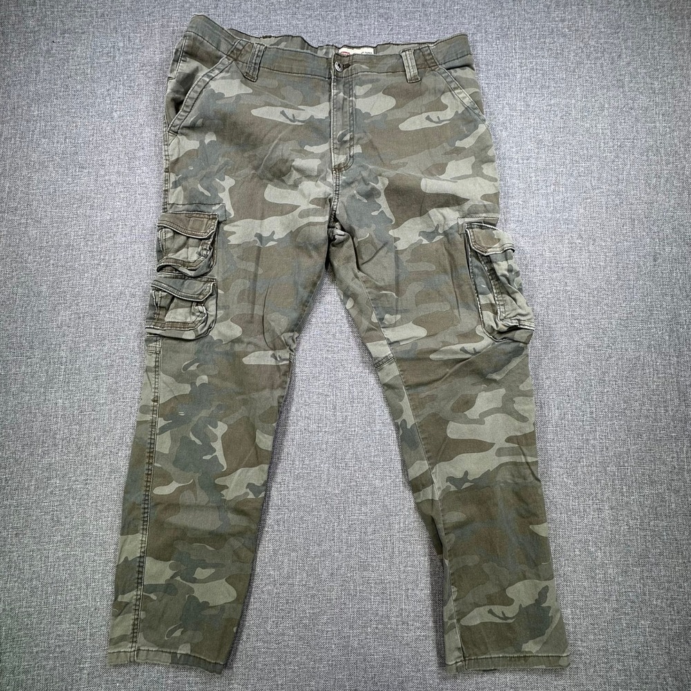 Wrangler Mens Regular Taper Cargo Pants Camo Green Brown 38x30 112326274